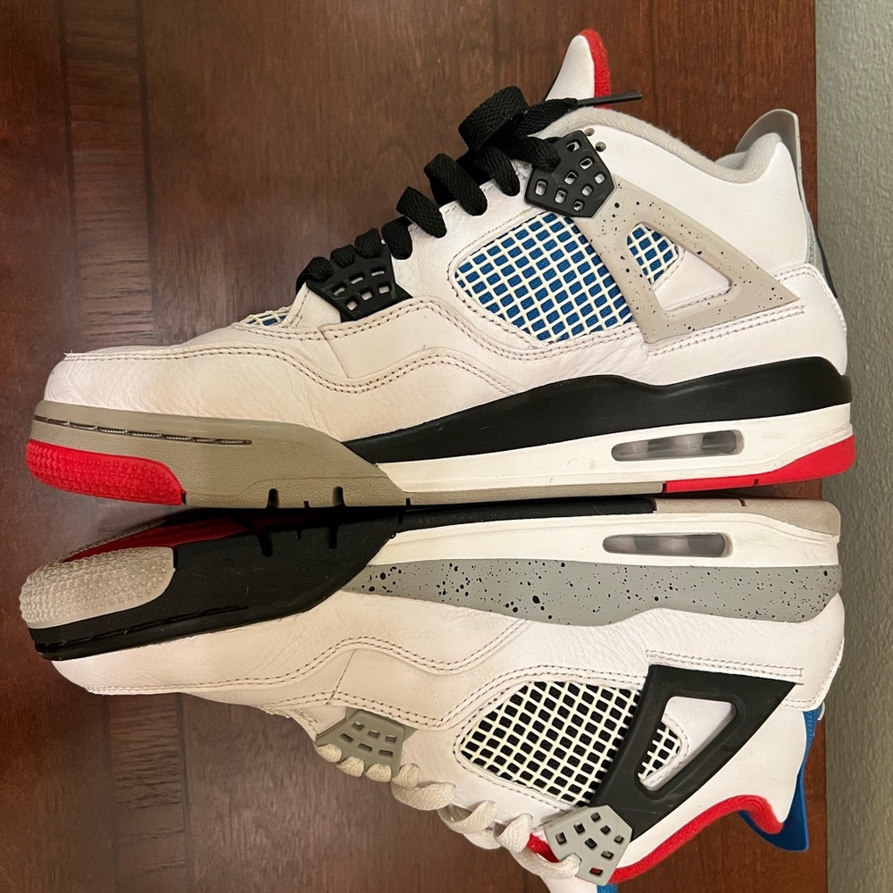 AIR JORDAN 4 RETRO SE WHAT THE 2019 CI1184-146 WHITE/MILITARY BLUE-FIRE RED - Picture 9 of 11